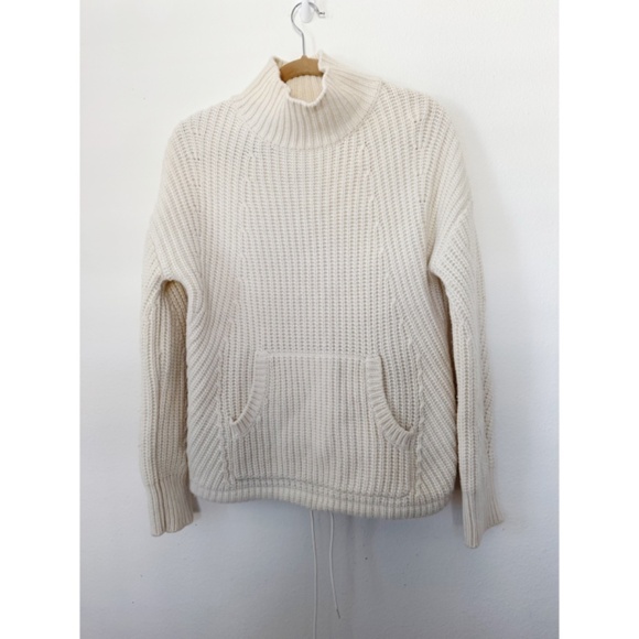 J.Crew Front Pocket Wool Turtleneck Sweater Ivory Cream XS - Picture 2 of 8
